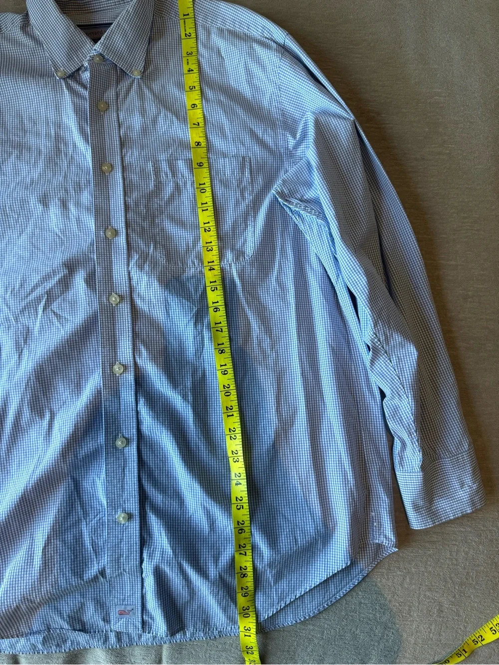 Vineyard Vines Murray Shirt Blue Gingham Button Down Mens L 100% Cotton Preppy